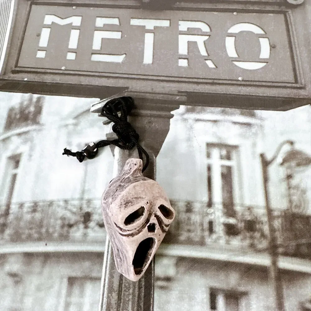 Ghostface Aztec Death Whistle, Halloween Horror Scream Necklace